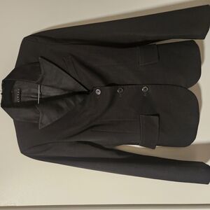 Sisley Black Textured Blazer with Notched Lapel